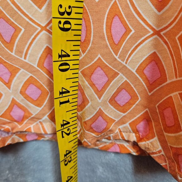 Croft & Barrow Sleeveless Smocked Geometric Midi Dress PXXL Orange Pink Pockets - Picture 7 of 13